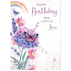 GREETING CARDS,Birthday 6's Floral Butterflies (Was 1.30)