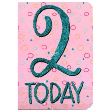 AGE 2 CARDS,Female 6's Green Glitter (Was 1.15)
