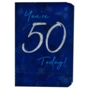 AGE 50 CARDS, 6's Male Blue Glitter Text (Was 1.15)