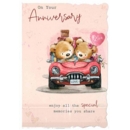 GREETING CARDS,Your Anni.6's Teddies in Sports Car