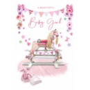 GREETING CARDS,Baby Girl 6's Pink Rocking Horse