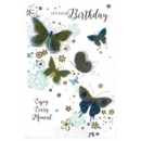 GREETING CARDS,Birthday 6's Gold & Blue Butterflies