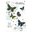BIRTHDAY CARDS,6's Gold & Blue Butterflies