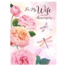 GREETING CARDS,Wife Anni.6's Roses & Dragonflies