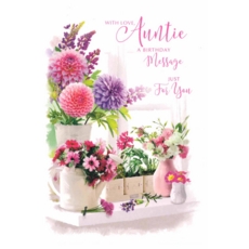 BIRTHDAY CARDS,Auntie 12's Floral Vases (Was 0.89)