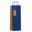 GIFT BAG,Kraft Navy Blue Star (Bottle)