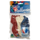 BALLOONS,Red White & Blue 15's Shiny Assorted 12"