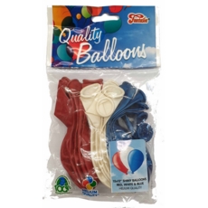 BALLOONS,Red White & Blue 15's Shiny Assorted 12"