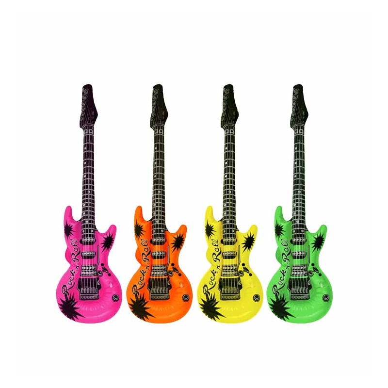 GUITAR, INFLATABLE 106cm 4 Asst Neon Colours H/pk
