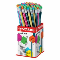 PENCIL,Stabilo 160,HB Vivid Colours Rubber Tipped In Tub