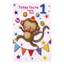 GREETING CARDS,Age 1 Male 12's Monkey / Lion