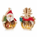 ORNAMENT,LED Santa/Reindeer Scene 2 Asst 16cm