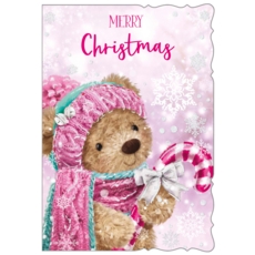 XMAS CARDS,Open 6's Bear with Candy Stick (Was 1.15)