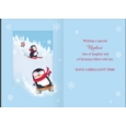 XMAS CARDS,Nephew 6's Skiing & Sledging Penguins (Was 1.15)