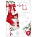 XMAS CARDS,Auntie & Uncle 6's Stockings in Tree