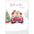 XMAS CARDS,To Both Of You 6's Teddy Bears in Car