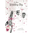 WEDDING DAY CARDS, 6's Champagne, Flutes & Hearts