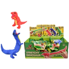 DINOSAUR STRETCHY 3 Asst Col 18cm H/pk CDU
