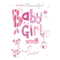 BABY GIRL CONGRATS. CARDS,6's Booties & Butterflies