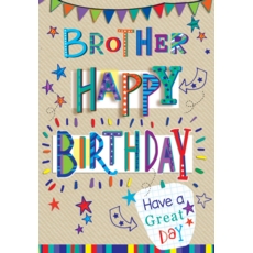 BIRTHDAY CARDS,Brother 6's Text & Stars