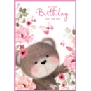 GREETING CARDS,Birthday 6's Floral Teddy Bear