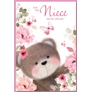 BIRTHDAY CARDS,Niece 6's Floral Teddy Bear (Was 0.80)