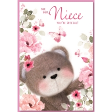BIRTHDAY CARDS,Niece 6's Floral Teddy Bear (Was 0.80)