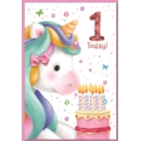 GREETING CARDS,Age 1 Female 6's Unicorn & Cake