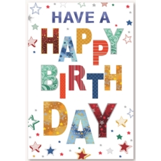BIRTHDAY CARDS,6's Text & Stars