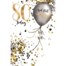 AGE 80 CARDS,Male 6's Balloons & Sequins