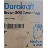 CARRIER BAG,Brown Paper SOS Medium 21x25x12cm 250