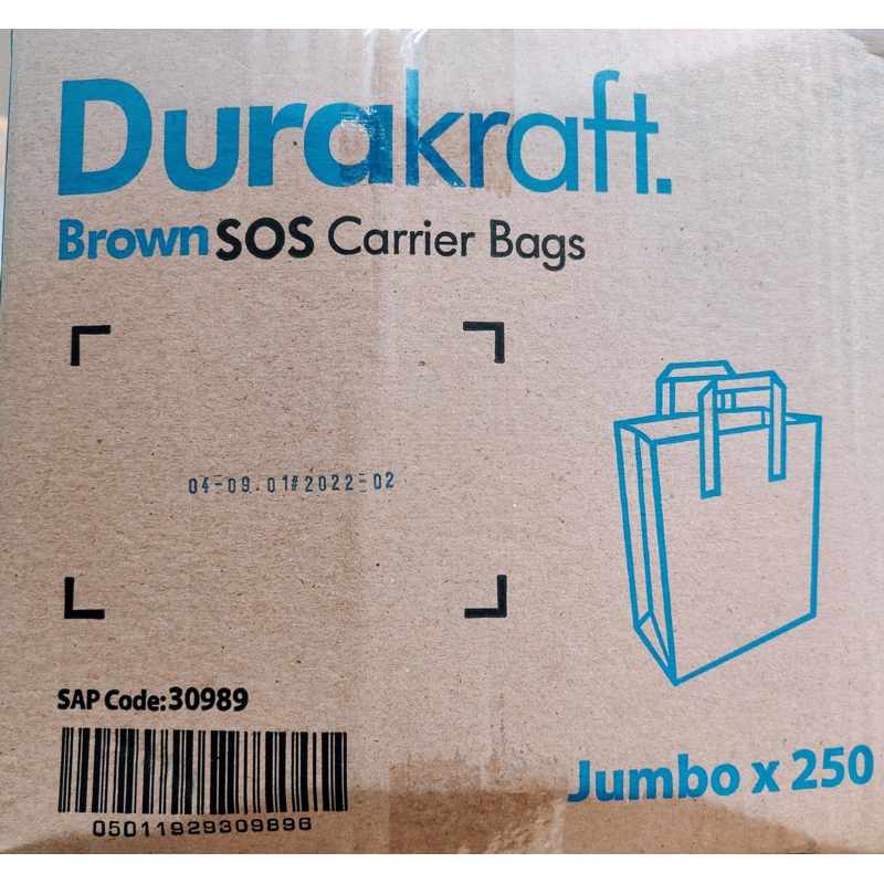 CARRIER BAG,Brown Paper SOS Jumbo 26x31x13cm 250