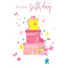 GREETING CARDS,Birthday 6's Presents & Stars
