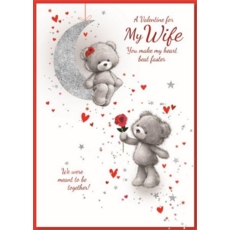 VALENTINE'S CARDS,Wife 6's Teddies, Rose & Hearts