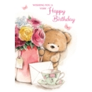 BIRTHDAY CARDS,6's Teddy Bear Floral Vase