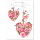 GREETING CARDS,Wife Anni.6's Floral Hearts