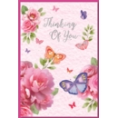 GREETING CARDS,Thinking of You 6's Butterflies & Roses