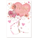 GREETING CARDS,Wife Anni.6's Floral Heart Balloons
