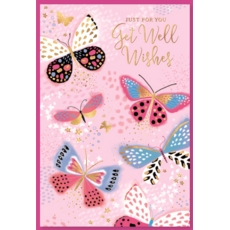 GET WELL CARDS,6's Multi Coloured Butterflies(Was£0.90)