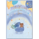 GREETING CARDS,Christening 6's Blue Pram & Balloons