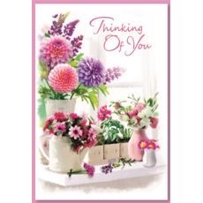 THINKING OF YOU CARDS, 6's Floral Vases (Was 0.80)