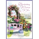GREETING CARDS,Birthday 6's Floral Garden Bench