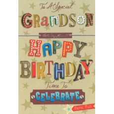 BIRTHDAY CARDS,Grandson 6's Text & Stars