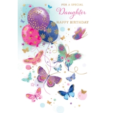 BIRTHDAY CARDS,Daughter 6's Butterflies & Balloons
