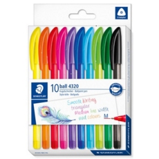 BALL PEN, Staedtler Ball 4320 Med, 10 Asst. Colours in H/pk