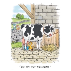 BIRTHDAY CARDS,Humour 6's Cat that got the cream