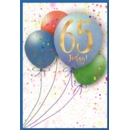 AGE 65 CARDS, 6's Male Balloons & Confetti