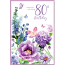 GREETING CARDS,Age 80 Female 6's Floral Butterflies