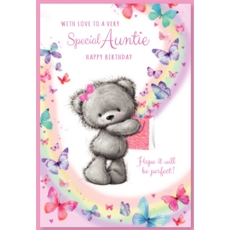 BIRTHDAY CARDS,Auntie 6's Teddy & Butterflies