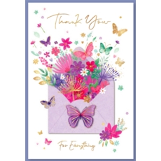 THANK YOU CARDS,6's Floral Envelope (Was £0.90)